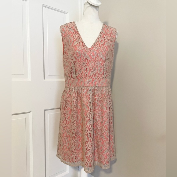 Tegan Lace Overlay Dress with Pockets - Picture 1 of 5